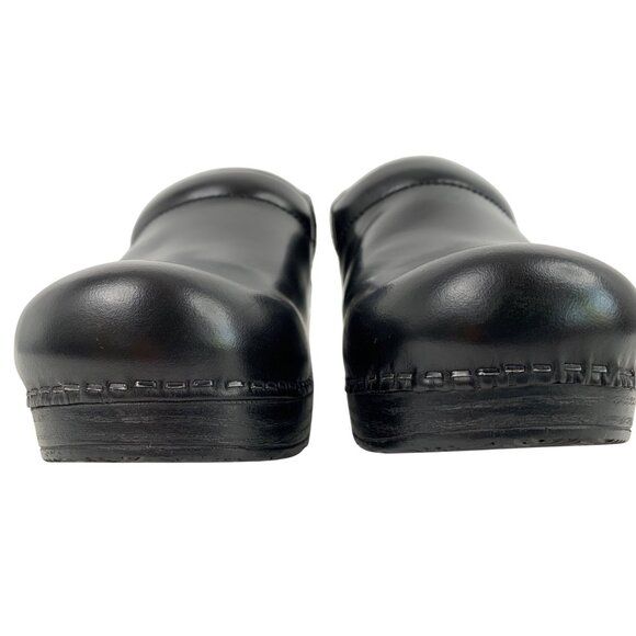 Dansko Black Leather Womens Clogs Size 38 US 7.5-8 Slip-On Comfort Shoes GUC - Picture 2 of 14
